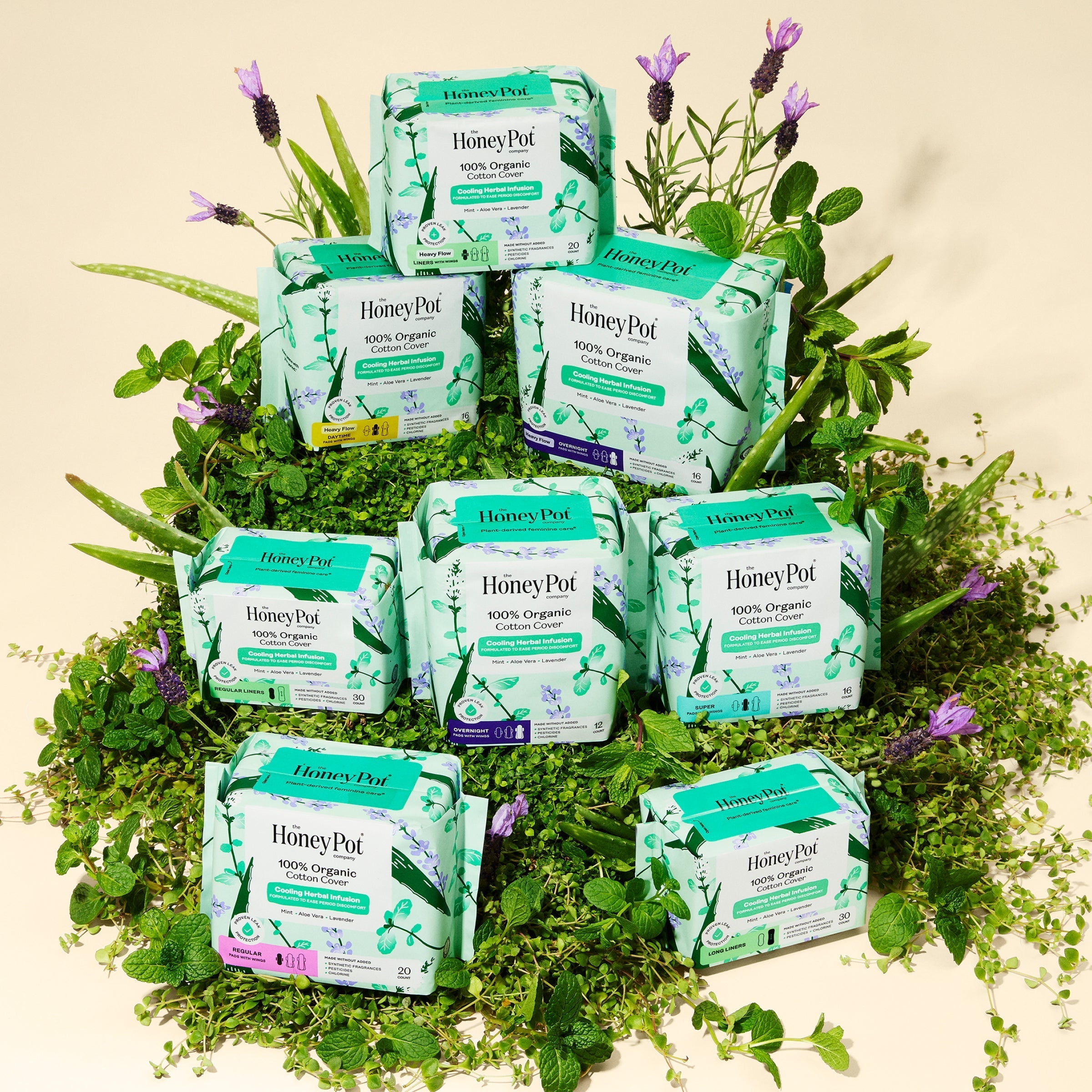 Incontinence Cooling Herbal Infusion 100% Organic Cotton Cover Nighttime Pads